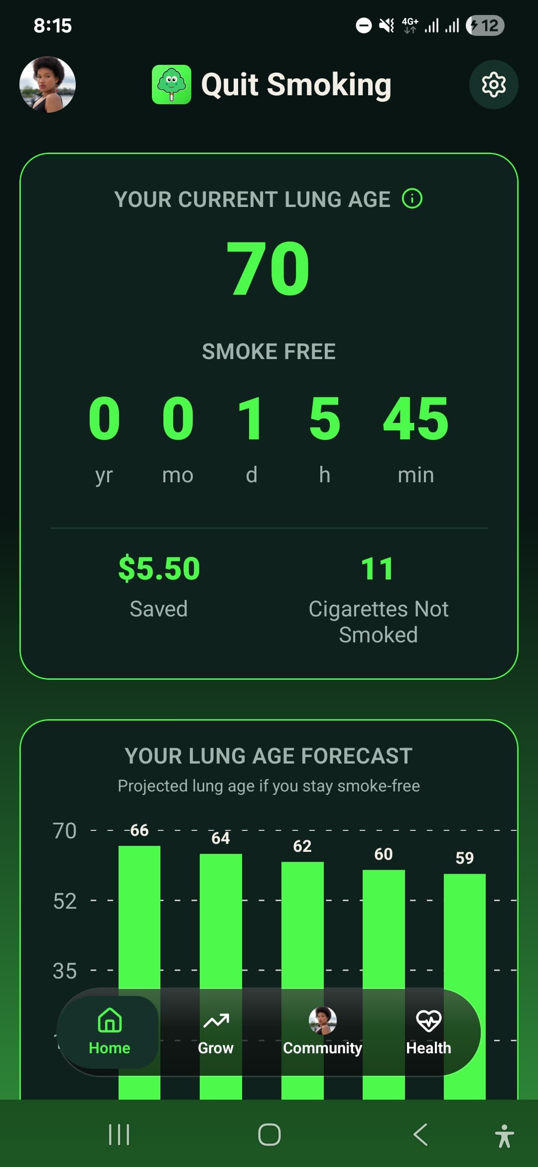 Today screen with habit checklist and Risk Score