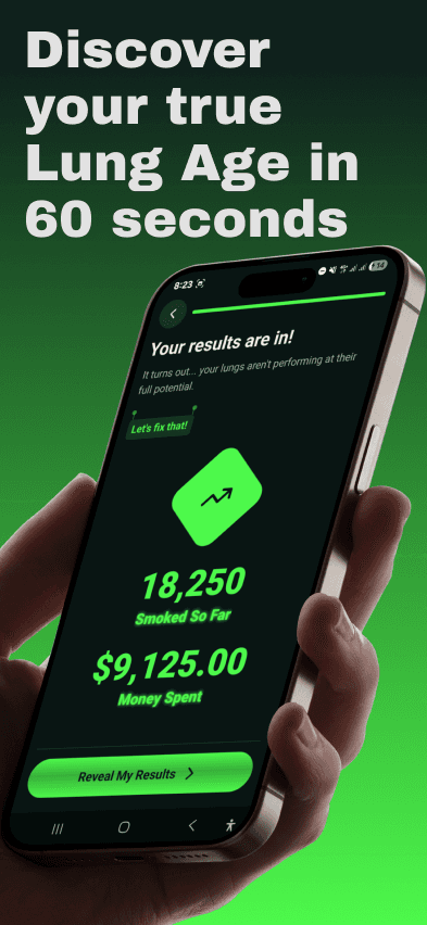Lung Score app showing a personalized Lung Score and recovery timeline